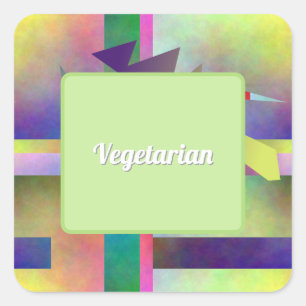 Vegetarian Food Requirement Abstract Pattern Party Square Sticker