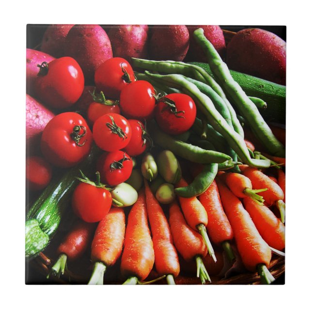 Vegetarian Garden Vegetables Picture Tile (Front)