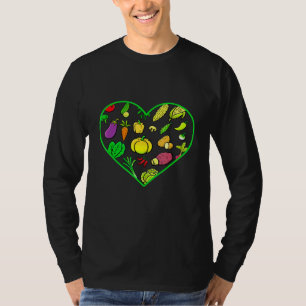 Vegetarian Heart Diet Vegan No Meat Plant Based Li T-Shirt