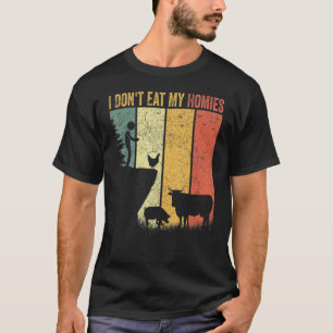 Vegetarian I Don't Eat My Homies, Funny Vegan Retr T-Shirt