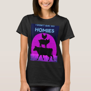 Vegetarian I Don't Eat My Homies Funny Vegan Retro T-Shirt