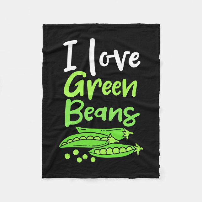 Vegetarian I Love Green Beans Fleece Blanket (Front)