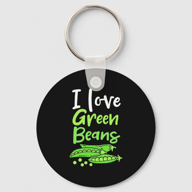 Vegetarian I Love Green Beans Keychain (Front)