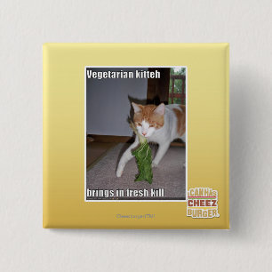 Vegetarian Kitteh 2 Inch Square Button