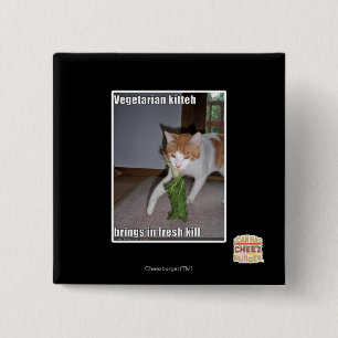 Vegetarian Kitteh 2 Inch Square Button