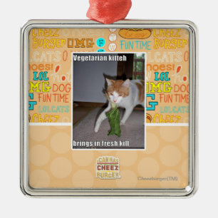 Vegetarian Kitteh Metal Ornament
