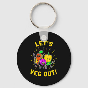 Vegetarian Let Vegan Out Keychain