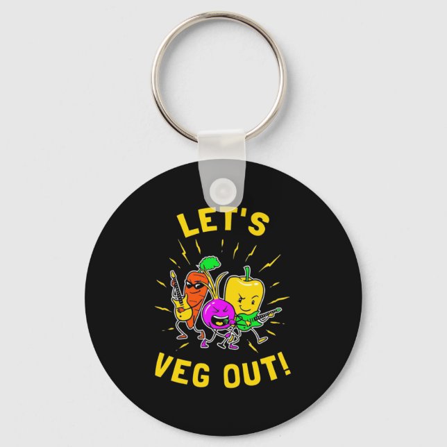 Vegetarian Let Vegan Out Keychain (Front)