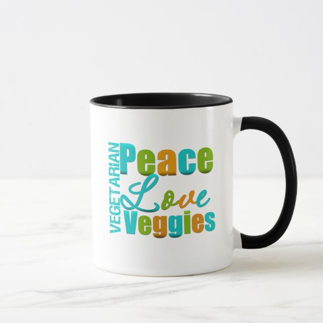 Vegetarian Peace Love Veggies Mug (Right)