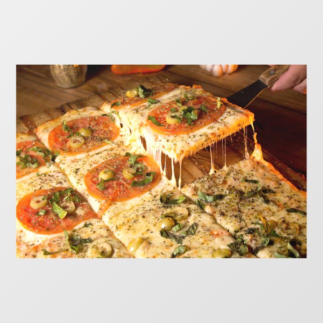 Vegetarian Pizza Square Pizza Shop Window Cling (Sheet)