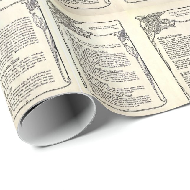 Vegetarian Recipes from a Vintage Cookbook Wrapping Paper (Roll Corner)