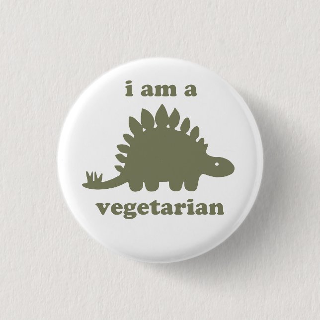 Vegetarian Stegosaurus Dinosaur - Green 1 Inch Round Button (Front)