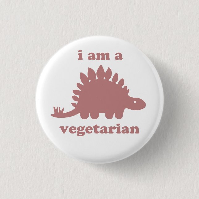 Vegetarian Stegosaurus Dinosaur - Pink 1 Inch Round Button (Front)