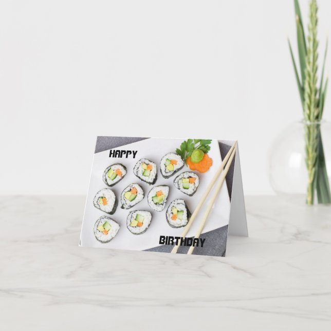 Vegetarian Sushi Happy Birthday Card (Front)