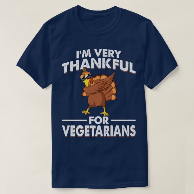 Vegetarian Thanksgiving Funny Dabbing Turkey Veget T-Shirt (Design Front)