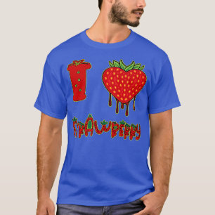 Vegetarian Vegan I Love Strawberry Heart Strawberr T-Shirt