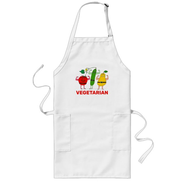 Vegetarian Veggies Rock Personalize Long Apron (Front)