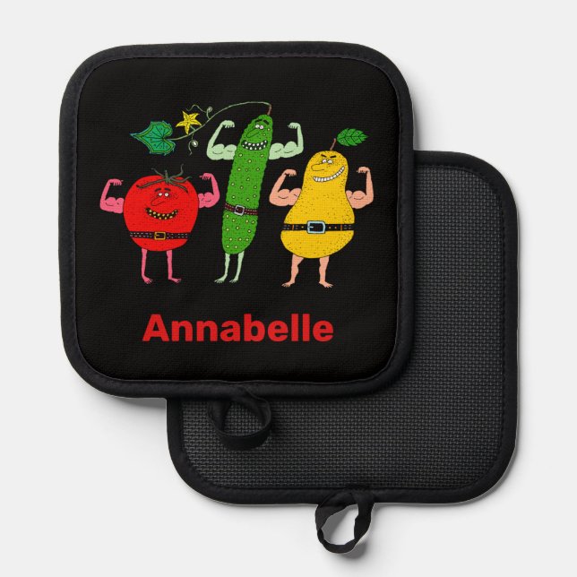 Vegetarian Veggies Rock Personalize Pot Holder (Front/Back)