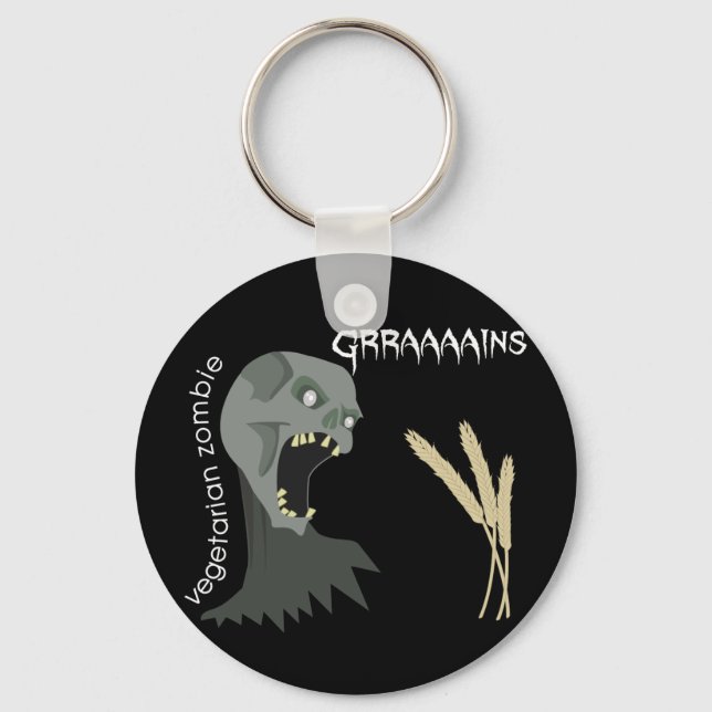 Vegetarian Zombie wants Graaaains! Keychain (Front)