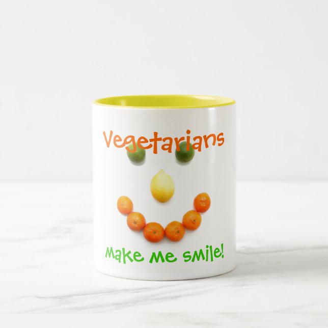 Vegetarians make me smile! Two-Tone coffee mug (Center)