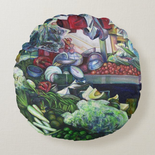 Vegetatian Club Meets Here Round Pillow (Front)