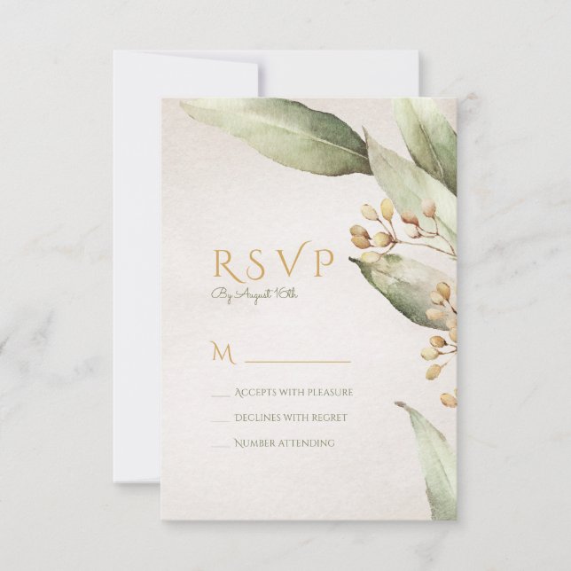 Végétation botanique Mariage rustique vintage RSVP (Devant)