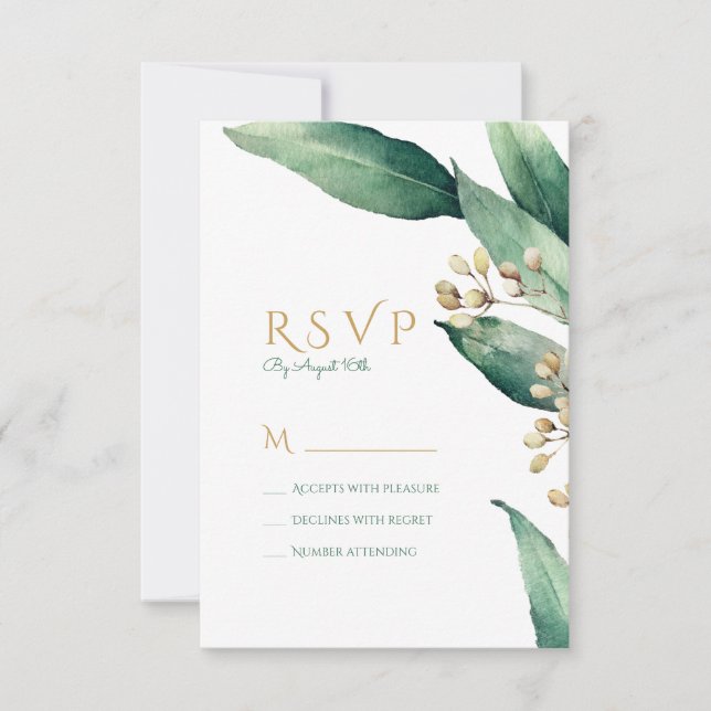 Végétation botanique moderne mariage rustique RSVP (Devant)