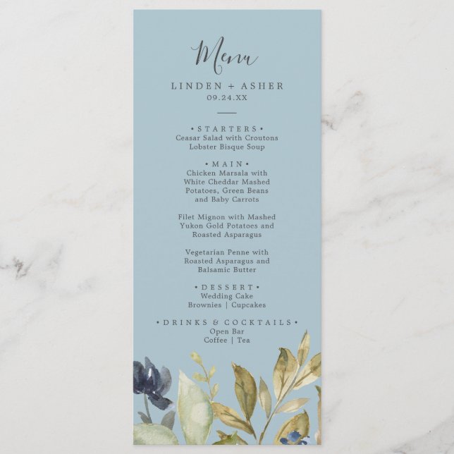 Végétation d'automne | Menu Dîner Mariage en ardoi (Devant)