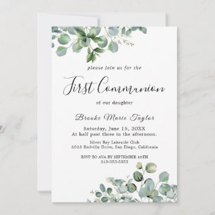 Végétation d'été Première communion Invitation