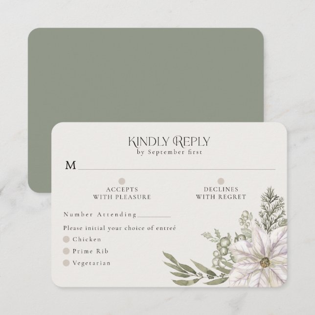 Végétation d'hiver Green Moss RSVP Card Options de (Devant / Derrière)