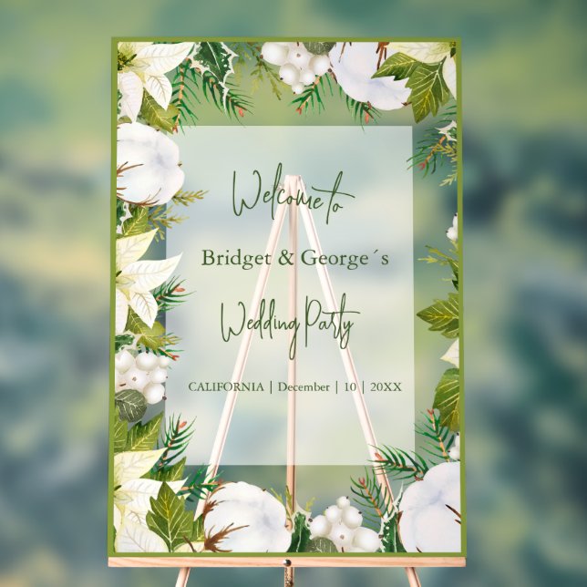 Végétation florale d'hiver Accueil Mariage dépoli (Neutre)