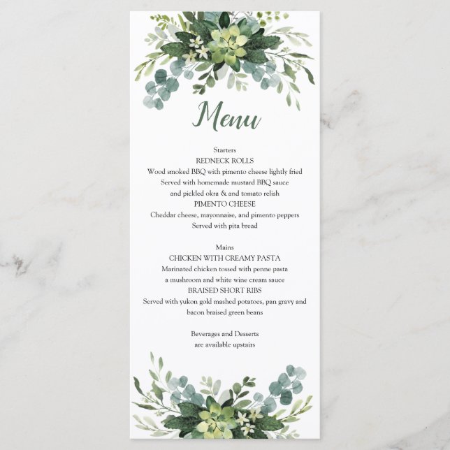 Vegetation Plan Menu (Front)