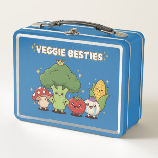 Veggie Besties | Cute Kawaii Cartoon Vegetable Metal Lunch Box