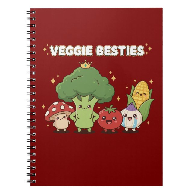 Veggie Besties | Cute Kawaii Cartoon Vegetable  Notebook (Front)