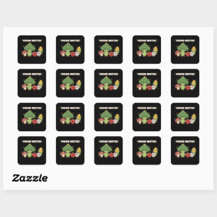 Veggie Besties Cute Kawaii Cartoon Vegetable Square Sticker