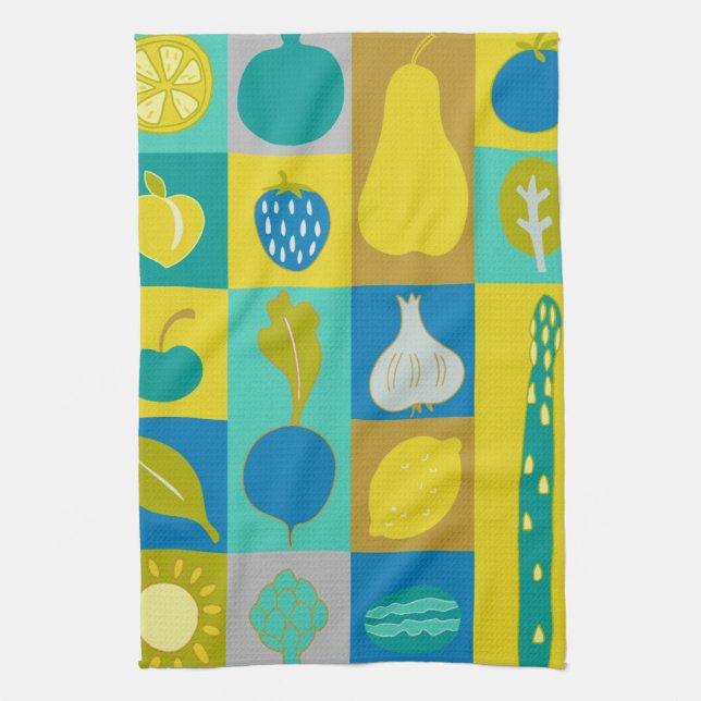 Veggie Blocks I Kitchen Towel (Vertical)