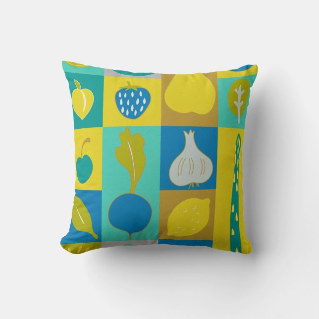 Veggie Blocks I Throw Pillow (Front)