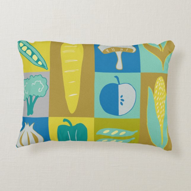 Veggie Blocks II Decorative Pillow (Back)