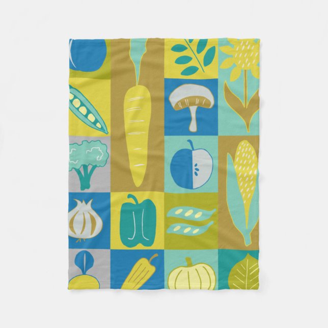 Veggie Blocks II Fleece Blanket (Front)