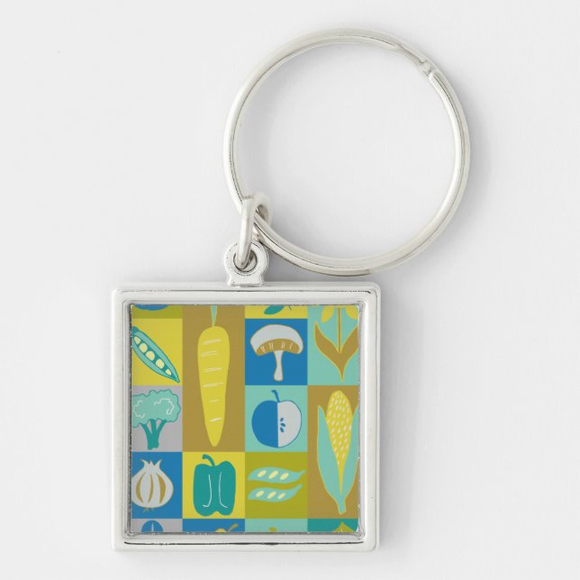 Veggie Blocks II Keychain (Front)