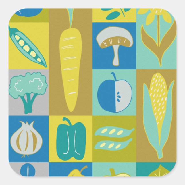 Veggie Blocks II Square Sticker (Front)