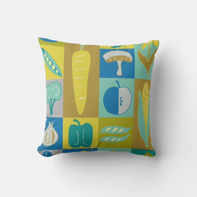 Veggie Blocks II Throw Pillow (Front)