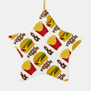 Veggie Burger and Fries Ceramic Ornament