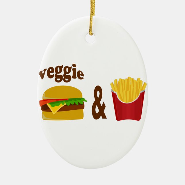 Veggie Burger and Fries Ceramic Ornament (Front)