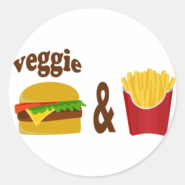 Veggie Burger and Fries Classic Round Sticker (Front)