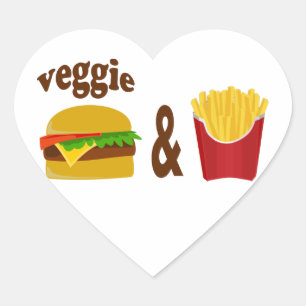Veggie Burger and Fries Heart Sticker