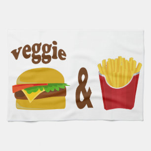 Veggie Burger and Fries Kitchen Towel