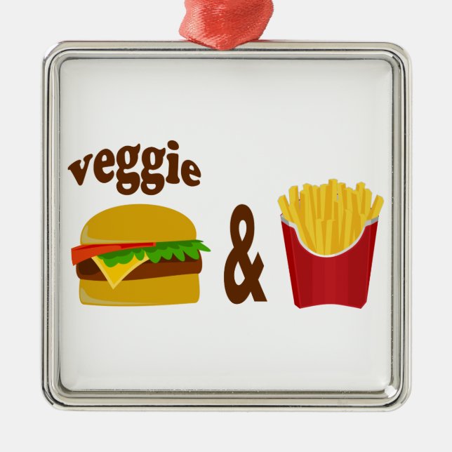 Veggie Burger and Fries Metal Ornament (Front)