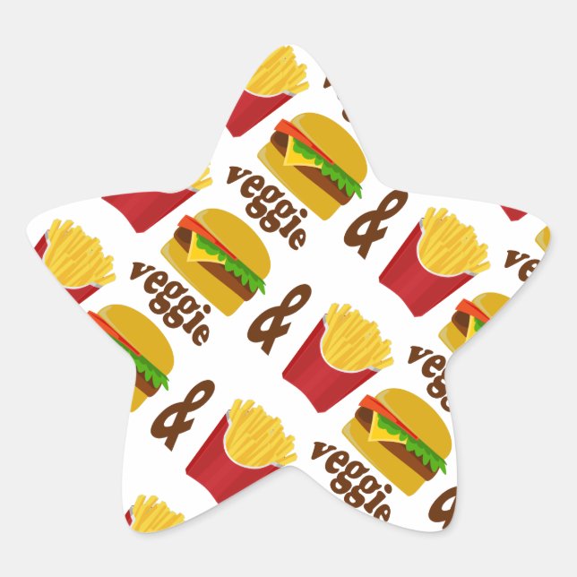 Veggie Burger and Fries Star Sticker (Front)