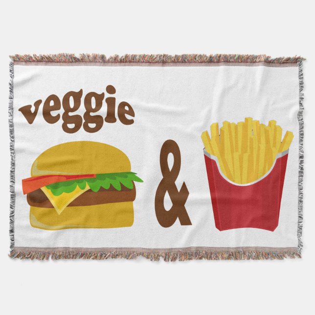 Veggie Burger and Fries Throw Blanket (Front)